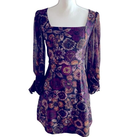 Slate & Willow Dark Florals Mini Dress Size 0 - Picture 7 of 12